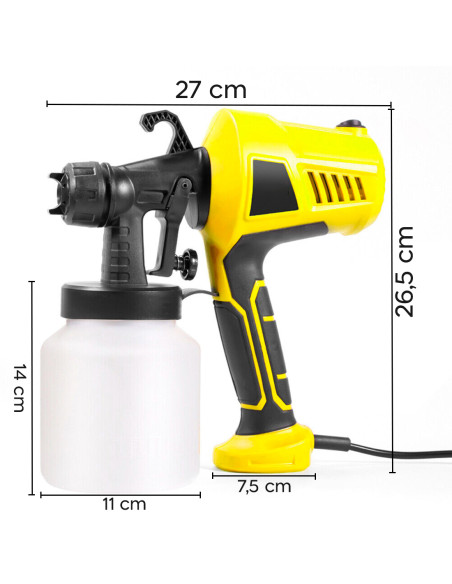 Pistola a Spruzzo 500W Elettrico Spruzzatore Vernice Aerografo Capacità 800ml