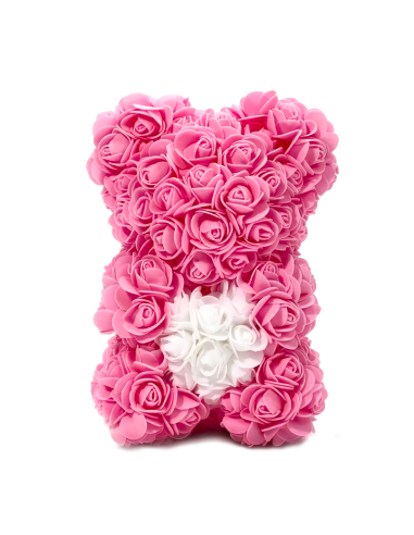 Orso di Rose Artificiali H25cm Orsetto con Confezione Trasparente Idea  Regalo