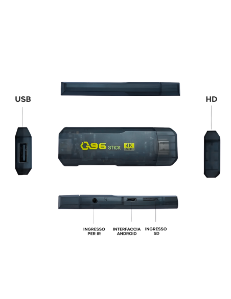 TV Stick Android Ultra HD Connessione Wi-Fi con Telecomando Ingresso SD Card