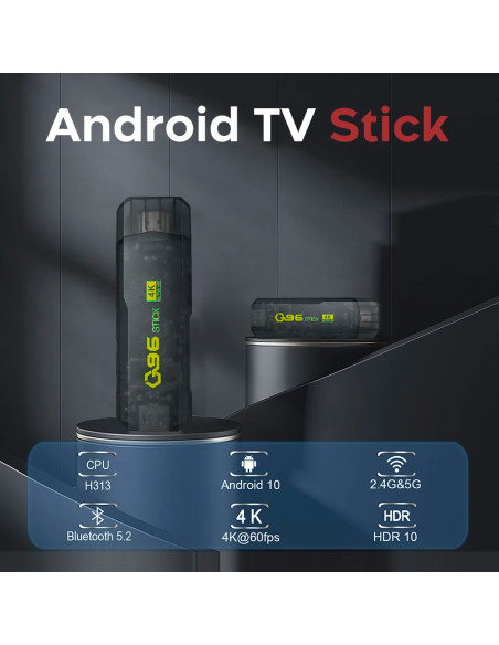 TV Stick Android Ultra HD Connessione Wi-Fi con Telecomando Ingresso SD Card