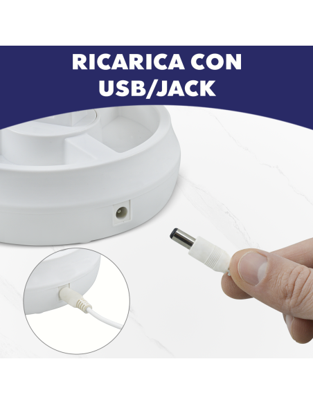 Specchio Cosmetico Retroilluminato a LED Double Face Zoom 1X e 10X Ricaricabile