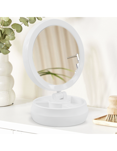 Specchio Cosmetico Retroilluminato a LED Double Face Zoom 1X e 10X Ricaricabile