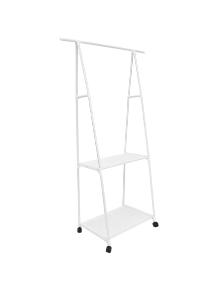 Stand Appendiabiti Mensole Portaoggetti Scarpiera 2 Ripiani e Ruote di Supporto