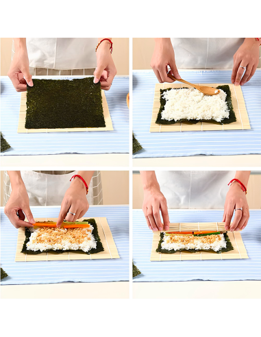 Set Sushi 2 Persone Kit 10pz Stuoia Bamboo...