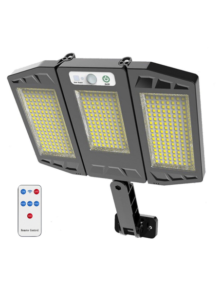 Kit 3pz Faretto Solare 384 LED smd Sensore di Movimento con Telecomando HS-V97