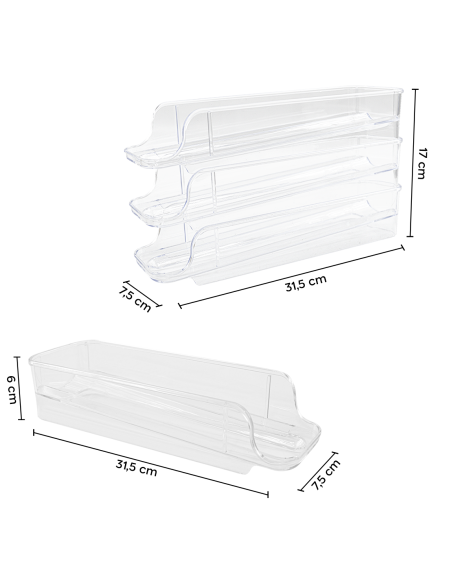 Portauova per Frigo Impilabili Set 3pz Dispenser Uova in Plastica Trasparente