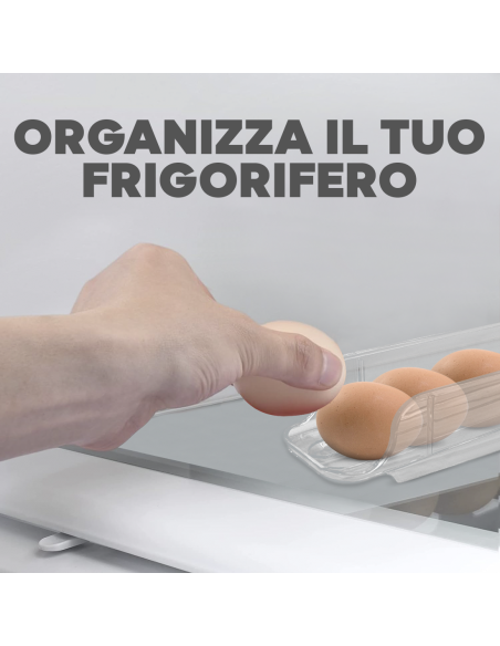 Portauova per Frigo Impilabili Set 3pz Dispenser Uova in Plastica Trasparente