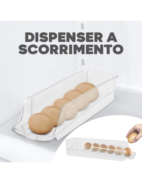 Portauova per Frigo Impilabili Set 3pz Dispenser Uova in Plastica Trasparente