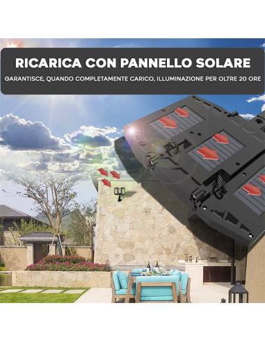 Kit 2pz Faretto Solare 384 LED smd Sensore di...