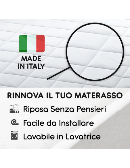 Topper Coprimaterasso Letto 1 Piazza e Mezza 3cm 130x200 Microfibra con Elastici