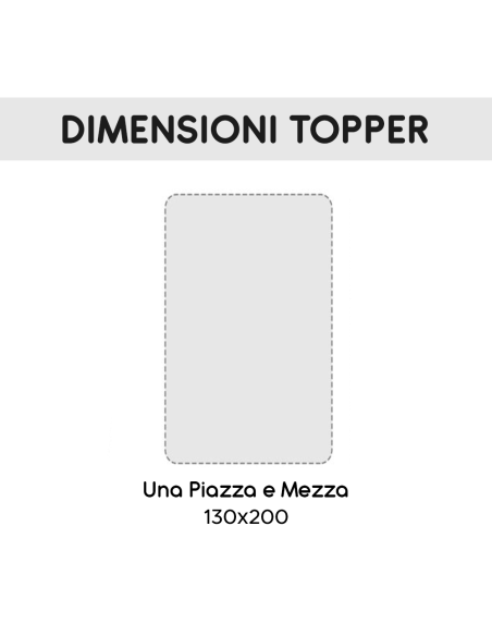 Topper Coprimaterasso Letto 1 Piazza e Mezza 3cm 130x200 Microfibra con Elastici