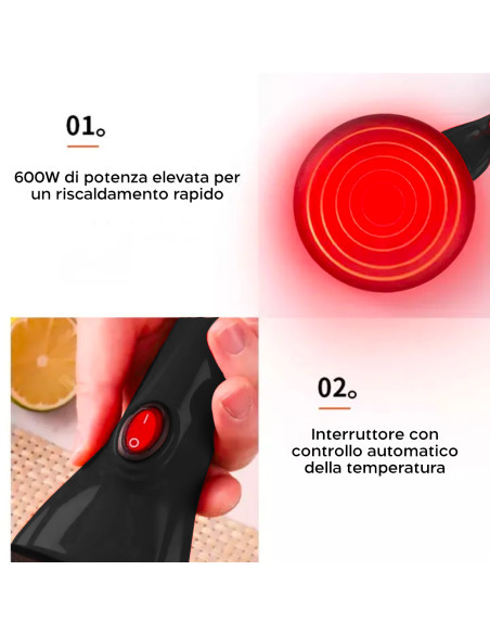 Padella per Crepes e Pancake Creperia Elettrica Rivestimento Antiaderente 600W