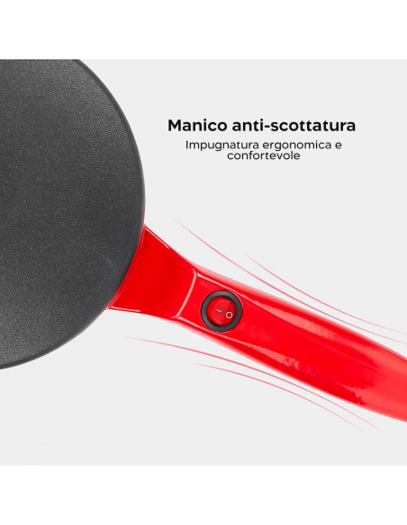 Padella per Crepes e Pancake Creperia Elettrica Rivestimento Antiaderente 600W