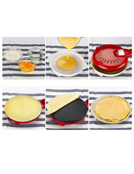 Padella per Crepes e Pancake Creperia Elettrica Rivestimento Antiaderente 600W