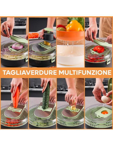 Tritaverdure Multifunzione 9 in 1 Grattugia...