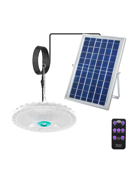 Lampada Plafoniera 236 LED 400W 9000mAh IP66 con Pannello Solare e Telecomando