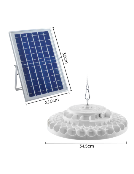 Lampada Plafoniera 236 LED 400W 9000mAh IP66 con Pannello Solare e Telecomando