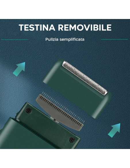 Rasoio Barba e Basette da Uomo Ricaricabile USB e Portatile Testina di Ricambio