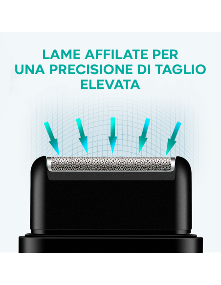 Rasoio Barba e Basette da Uomo Ricaricabile USB e Portatile Testina di Ricambio