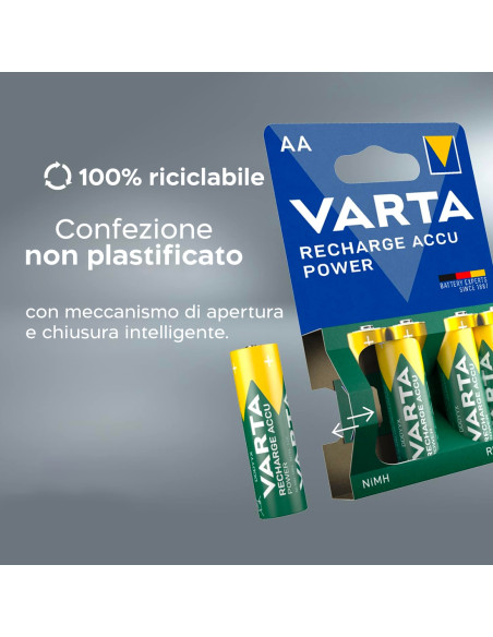 Pack 4 pz Batteria Varta pile Ricaricabili AAA Ministilo Pre-Caricate 800 mAh