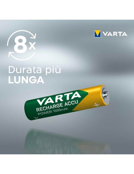 Pack 4 pz Batteria Varta pile Ricaricabili AAA Ministilo Pre-Caricate 800 mAh