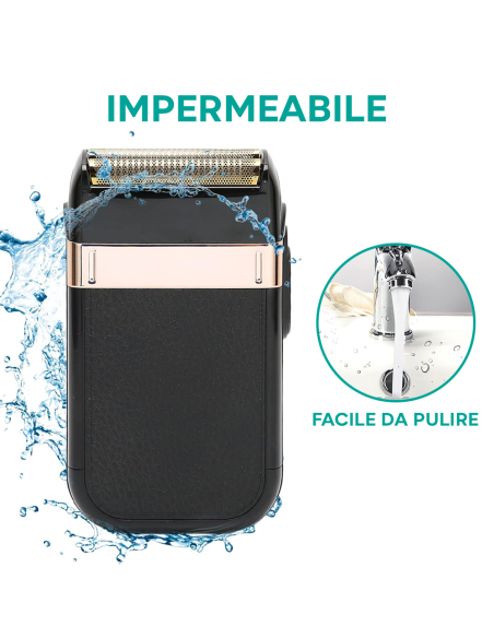 Rasoio Uomo Ricaricabile USB Portatile Impermeabile Doppia Testina di Ricambio