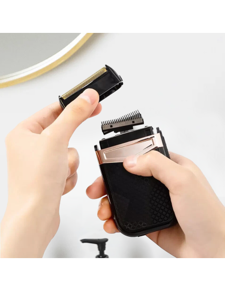 Rasoio Uomo Ricaricabile USB Portatile Impermeabile Doppia Testina di Ricambio