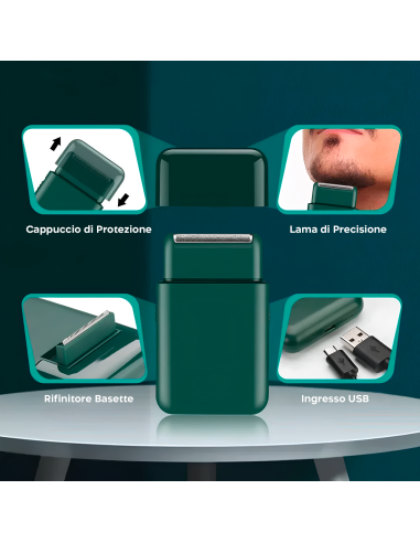 Rasoio Barba e Basette da Uomo Ricaricabile USB...