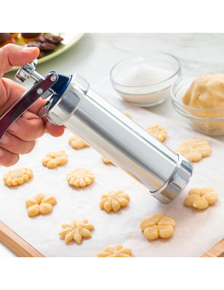 Macchina Pressa Biscotti Manuale in Acciaio Kit 20 Trafile 4 Beccucci per Glassa