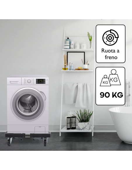 Carrello Base Mobile e Regolabile per Lavatrice e Frigorifero Portata max. 90Kg