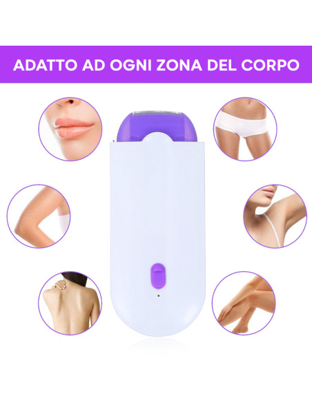 Epilazione Viso e Corpo Portatile Ricaricabile USB Trimmer con Luce e 2 Testine