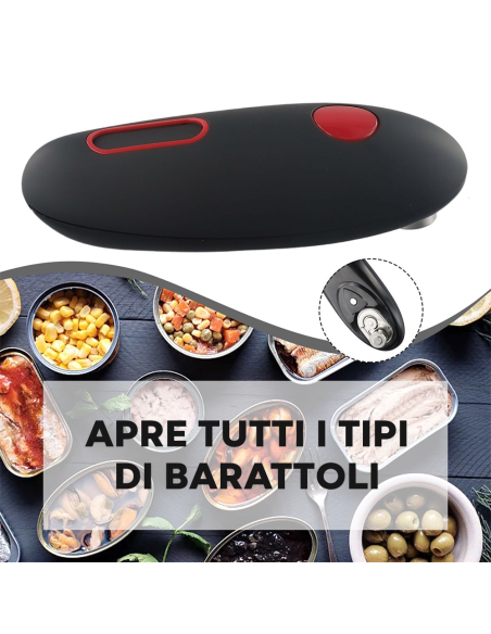 Apriscatole Universale Elettrico Avvio Automatico Rotazione a 360° a Batterie