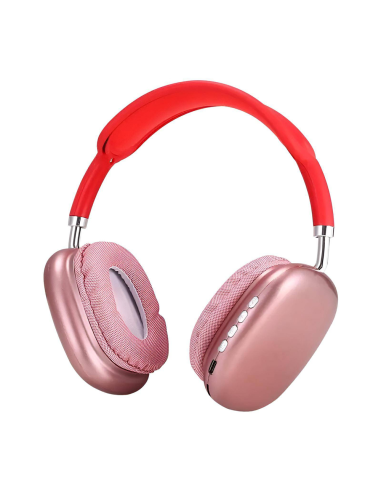 Cuffie Wireless P9 Bluetooth Auricolari Radio Ricaricabili Ingresso MicroSD Card Rosa