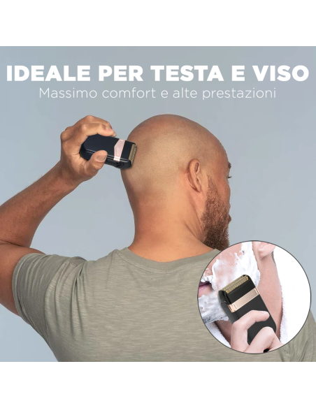 Rasoio Uomo Ricaricabile USB Portatile Impermeabile Doppia Testina di Ricambio