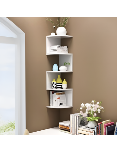 Scaffale Mensola Angolare da Parete Bianco...