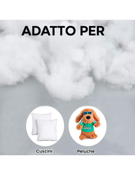 Ovatta Siliconata Pacco da 1Kg in Poliestere per Imbottiture Peluche e Cuscini