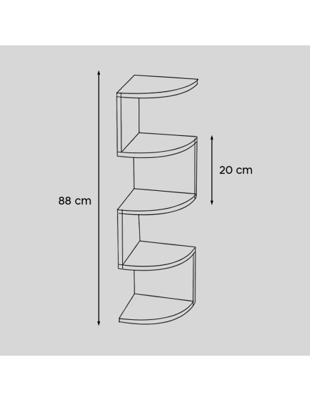 Scaffale Mensola Angolare da Parete Bianco Mobile Libreria 5 Ripiani Salvaspazio