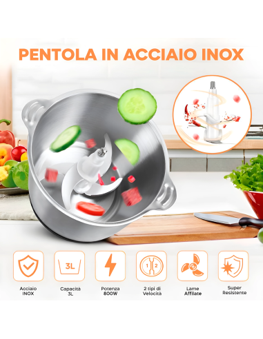 Tritacarne e Verdura Multifunzione 400W Ciotola...