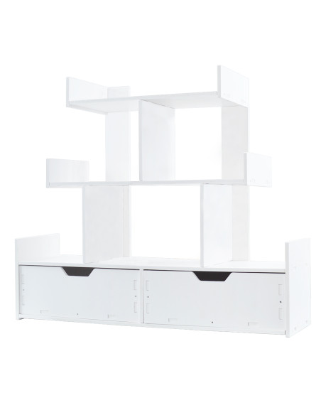 Organizer da Tavolo Portaoggetti Bianco Libreria Multiuso Mensole e Cassetti