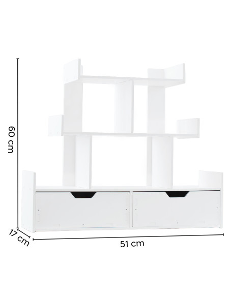 Organizer da Tavolo Portaoggetti Bianco Libreria Multiuso Mensole e Cassetti