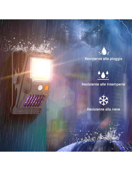 Lampada LED Solare Sensore Repellente per Insetti a Clip Luce Emergenza Multiuso
