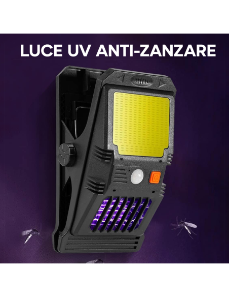 Lampada LED Solare Sensore Repellente per Insetti a Clip Luce Emergenza Multiuso