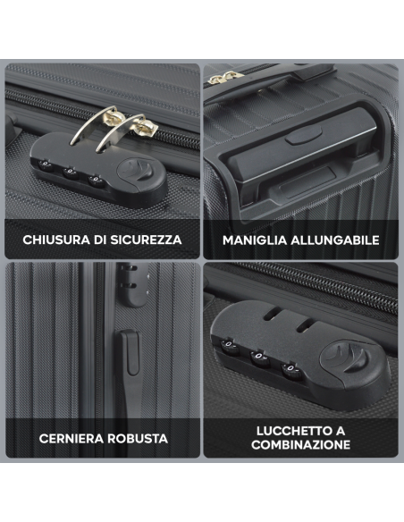 Set 4pz Trolley KAYLA Valigia Guscio Rigido 4 Ruote Girevoli 18" 20" 24" 28"