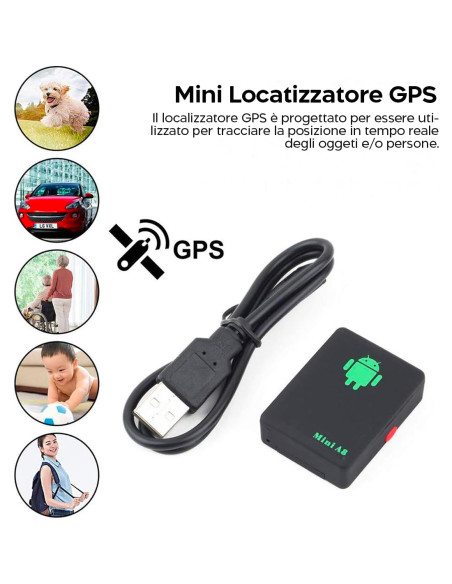 2pz Mini Localizzatore GPS Tascabile con Scheda SIM GPRS GSM Antifurto Portatile
