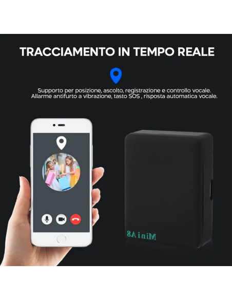 2pz Mini Localizzatore GPS Tascabile con Scheda SIM GPRS GSM Antifurto Portatile