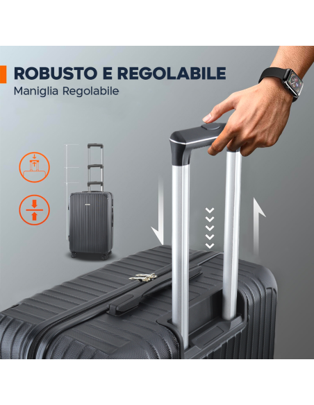Set 4pz Trolley KAYLA Valigia Guscio Rigido 4 Ruote Girevoli 18" 20" 24" 28"
