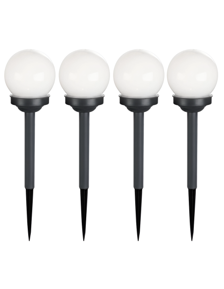 4pz Lampada Sfera Ricarica Solare 15cm da Esterno Picchetto Piantabile Giardino