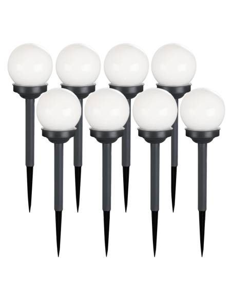 8pz Lampada Sfera Ricarica Solare 15cm da Esterno Picchetto Piantabile Giardino
