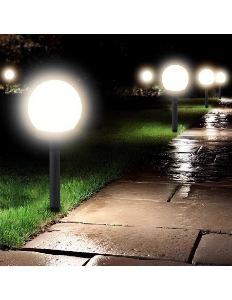 Lampada Sfera Ricarica Solare 15cm da Esterno Picchetto Piantabile per Giardino