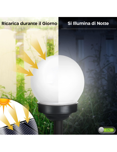 8pz Lampada Sfera Ricarica Solare 15cm da...